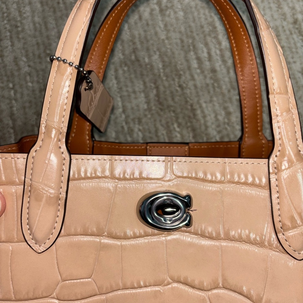 Coach Willow Croc-Embossed Leather Tote – Blush Beige – Satchel Bag - Picture 2 of 8